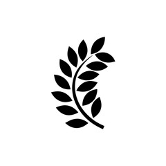 Illustration of a simple black laurel wreath design on transparent background silhouette