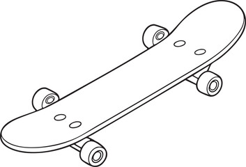 Skateboard outline illustration representing sports creativity and outdoor activity design