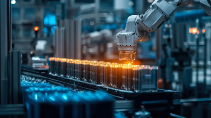 Industrial Robot Arms Assemble Lithium-Ion EV Battery Pack