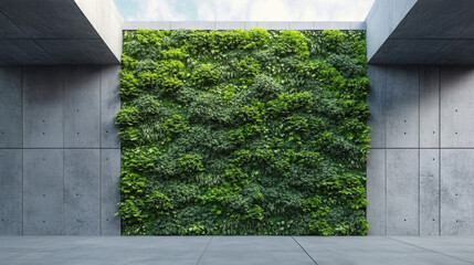 Wall in modern interior with blocks and vertical garden.