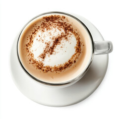 Foamy coffee cappuccino with wiped milk and coco powder on top