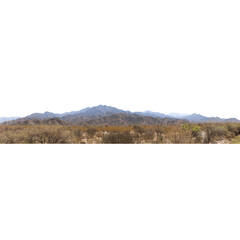 Panoramic volcanic mountain landscape with transparent background