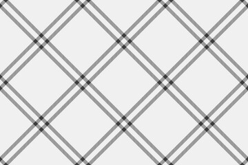 Track fabric textile texture, twill tartan check vector. Decorating pattern plaid background seamless in white and grey colors.
