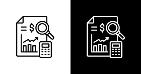Cost Analysis White Icon Set Design