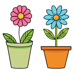 Garden flowers in a pot vector