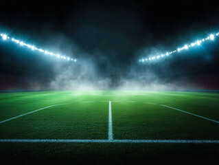 Foggy soccer field . Mixed media