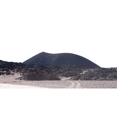 Panoramic volcanic mountain landscape with transparent background