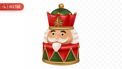 Nutcracker head shaped candy bowl in red and green tones with golden crown, adorable Christmas snack holder for holiday home decoration and party treat.