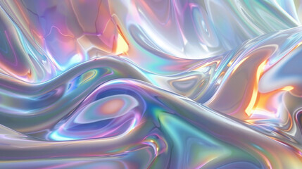Vibrant holographic fluid texture in blue and pink iridescent tones