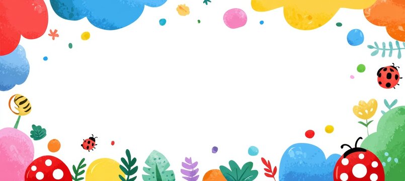 Nature ladybug frame background. Copy space for text and advert banner. Generative AI technology.	
