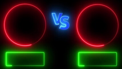 Glowing neon line vs icon isolated animation. VS versus text icon animation on black background. - Powered by Adobe
