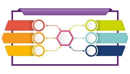 Colorful Infographic Template with Six Options – Modern Business Presentation Chart, Timeline, Workflow Diagram, Data Visualization Layout, Editable Vector on White Background