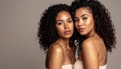 Two Beautiful Women With Curly Hair.