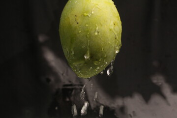 water drops on a mango