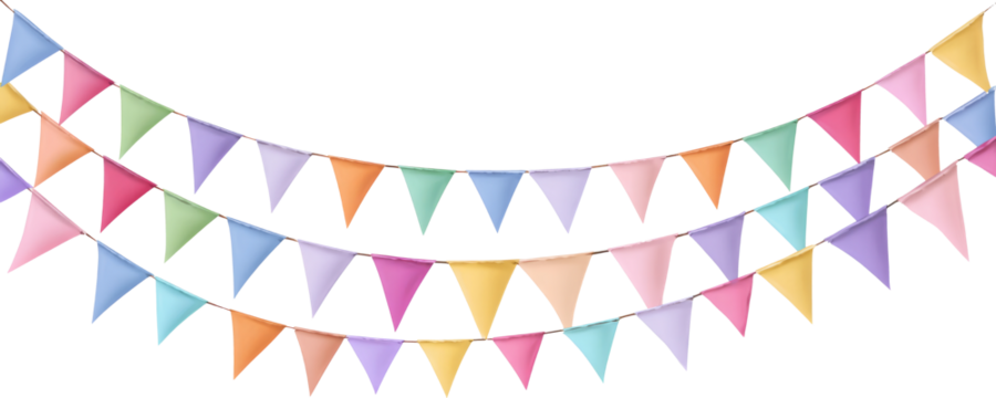 Colorful bunting party banner festive decoration pastel triangle pennant celebration vibe