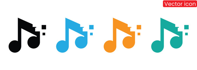 Captures the essence of music and sound with striking digital musical notes in vibrant colors, perfect for audio branding, creative projects, and modern media.