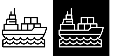 Cargo Ship   Icon Set White Style Collection