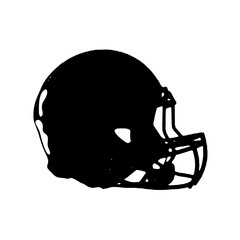 American football helmet protecting a skull for sport and game safety, isolated on black as a vector illustration