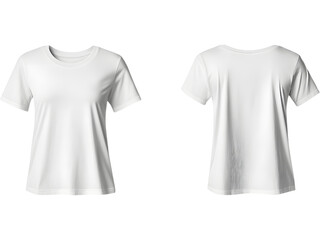Naklejka premium White casual t-shirts front and back view isolated on transparent background, representing clean fashion and minimalist design.
