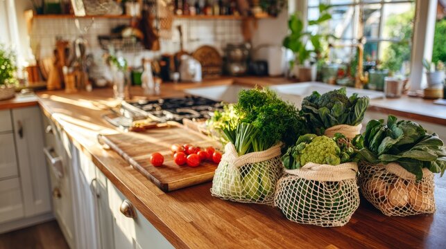 Colorful vegetables arranged on a wooden countertop, promoting plant-based eating for Veganuary this January
