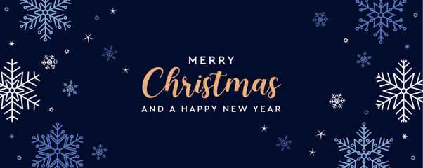 merry christmas greeting card with snowflake and stars vector illustraion