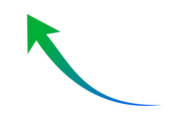 Curved green and blue gradient upward arrow symbol representing growth, progress, and success
