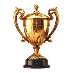 Fototapeta premium First place gold trophy cup isolated on free PNG background. Illustration