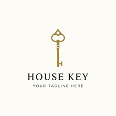 Retro luxury home or hotel or real estate key template logo with creative idea.