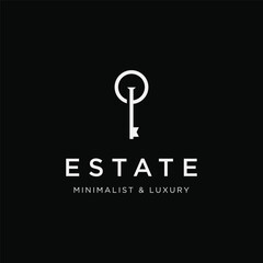 Retro luxury home or hotel or real estate key template logo with creative idea.