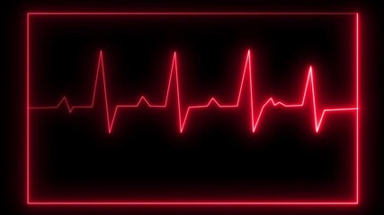 Futuristic Hologram ECG Endless Loop – Glowing neon Health Monitor, heartbeat line neon light heartbeat display screen medical research show sign. - Powered by Adobe
