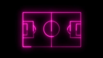 Animation of neon sports stadium on black background with neon lights match football isometric field video animation, Soccer field football stadium . - Powered by Adobe