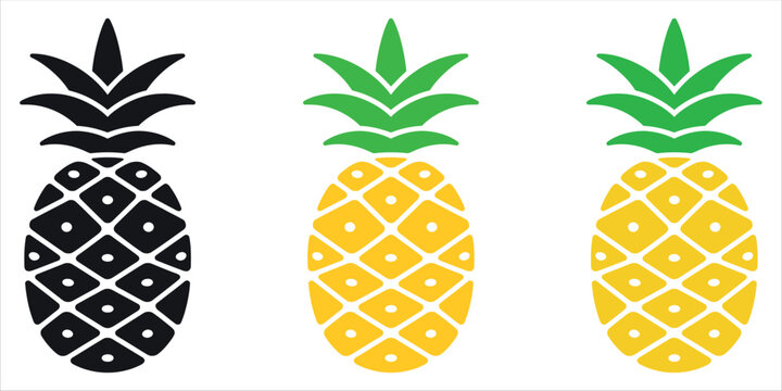 Tropical Pineapple Fruit Icon Vector Element. Minimalist logo design symbolizing Exoticism, Refreshment, Sweetness, Hospitality, Healthy Food, and Summer. Perfect for juice brands, resorts, fruit.
