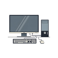 Fototapeta premium Illustration of a desktop computer with monitor, keyboard, and mouse isolated on transparent background