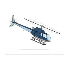 Blue and gray helicopter flying isolated on transparent background, ready for adventure