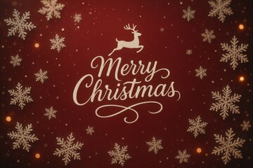 Luxury Red Christmas Greeting Card with White Snowflakes and Holiday Typography
