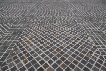 Modern grey gray brown city urban square floor texture background, long angle perspective view. modern tile tiled stone street road pavement texture pattern.