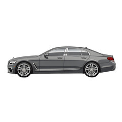 Obraz premium Illustration of a gray sedan car isolated on transparent background with a sleek design