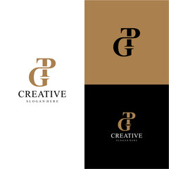 The TGP initial logo is combined into one and interconnected, all looking sophisticated and elegant.