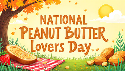 Celebrating national peanut butter lovers day with picnic and autumn scenery 4k and hd image