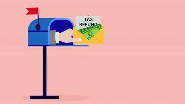 Tax refund illustration in mail box,the letter came in the mailbox 
