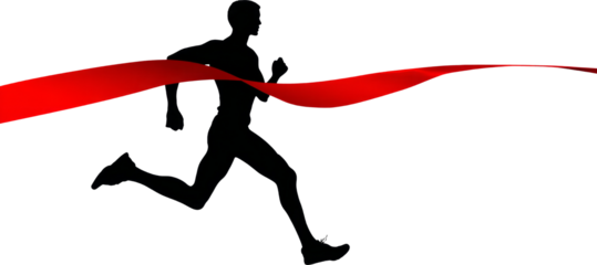 Runner silhouette sprint ribbon sport