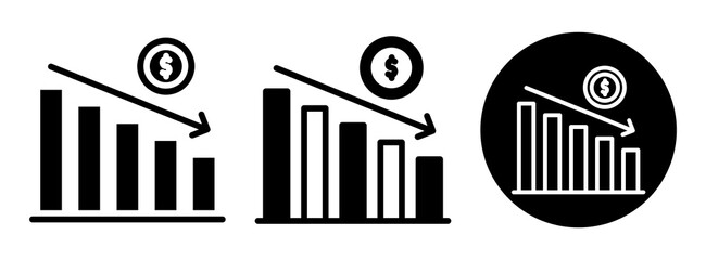 Sales Decline Icon Collection Glyph & Mixed Style