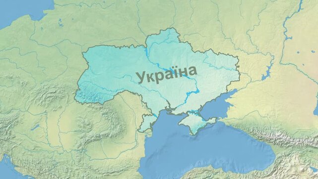 Zoom on the map of Ukraine in horizontal format