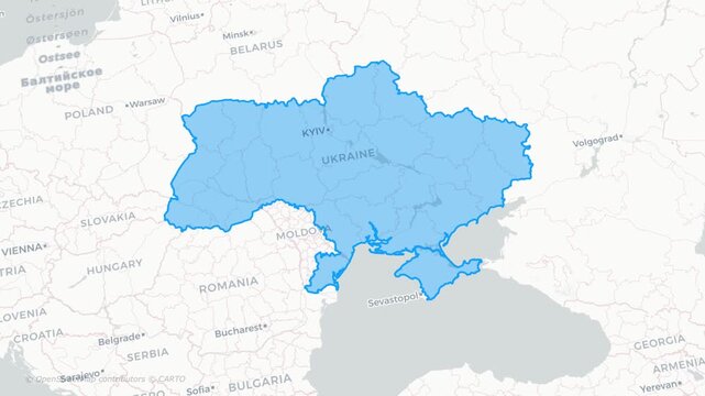 Zoom on the map of Ukraine in horizontal format