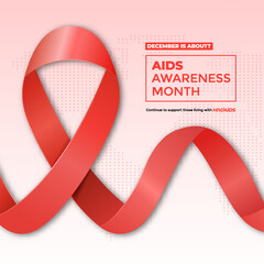 AIDS Awareness Month Red Ribbon Visual for December Health Campaign and HIV/AIDS Support