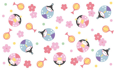 まるいかわいいひなまつりの壁紙