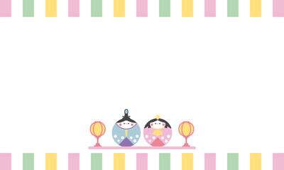 まるくてかわいいひな人形のひなまつりフレーム