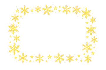 Obraz premium Golden glowing snowflake and star frame creating a festive winter and christmas season border on transparent background