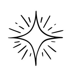 Shining hand-drawn starburst icon with dynamic lines in minimalist black ink style on white background
