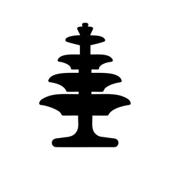 Four Tiered Silhouette of a Water Fountain Against a White Background